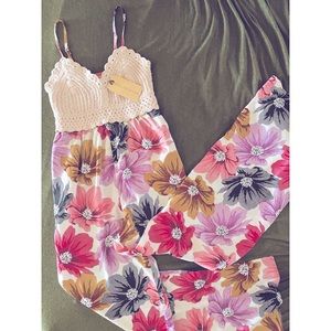 B.O.G COLLECTIVE NWT Floral Wide Leg Jumpsuit Size XS